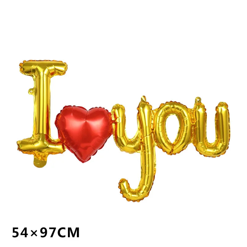 I Love You Letter Love Foil Balloon Red Rose Gold