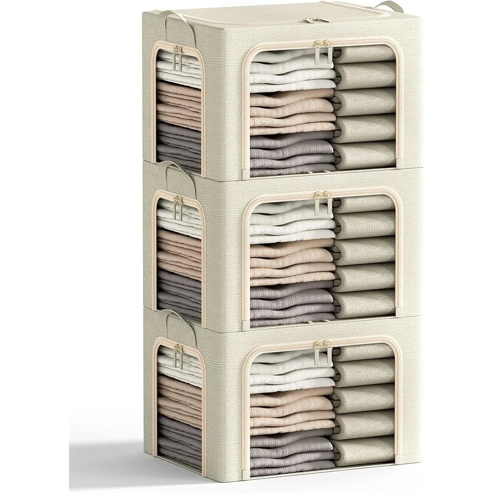 Stackable Linen Clothes Organizer Dustproof with Handles