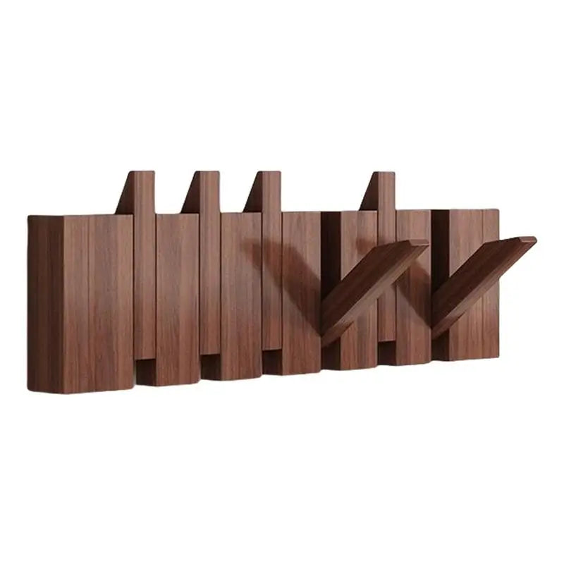 Hidden Flip-Down Wooden Wall Rack 2-in-1 Piano Style Clothes Hanger (Black Walnut)