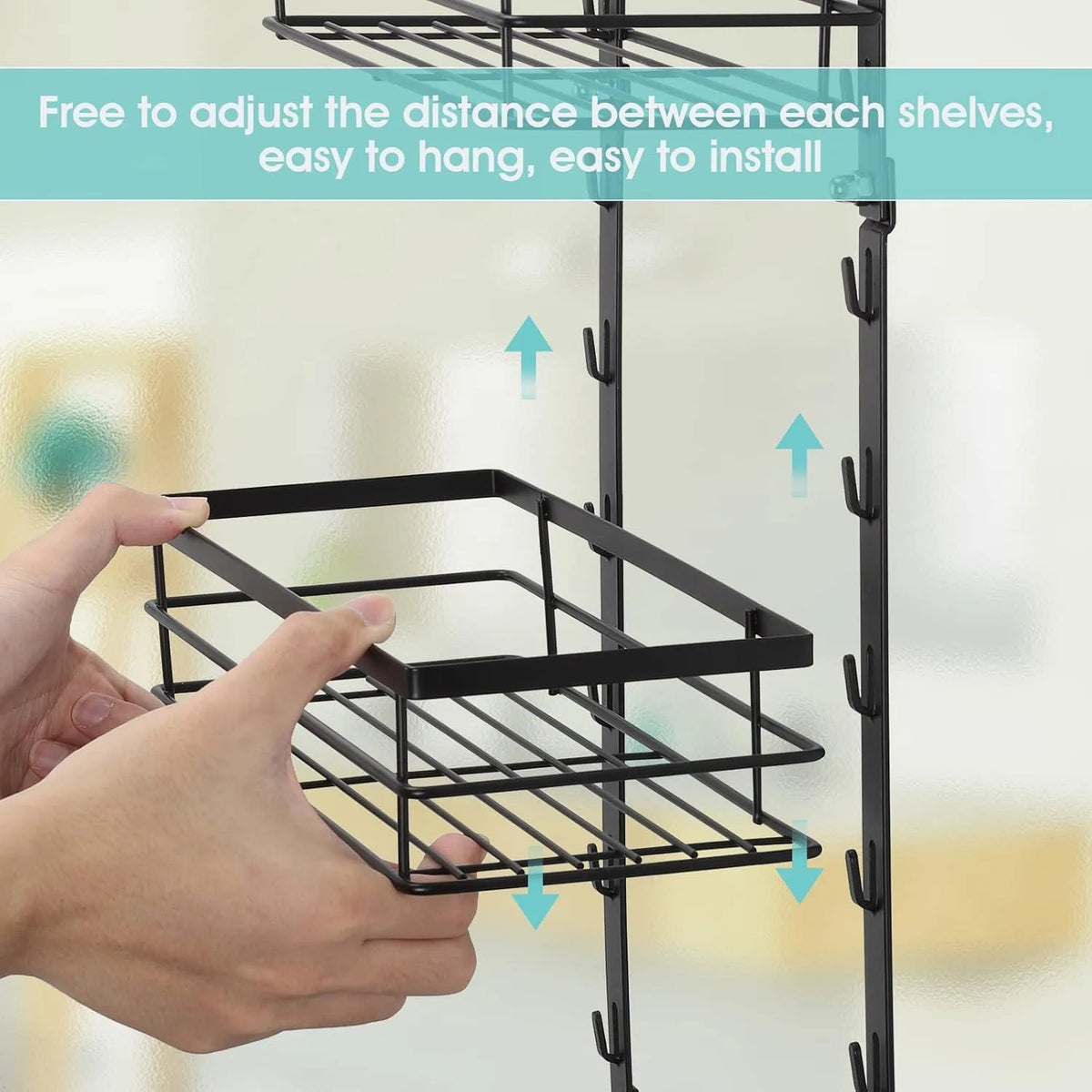 Adjustable Over-Door Shower Caddy (Black)