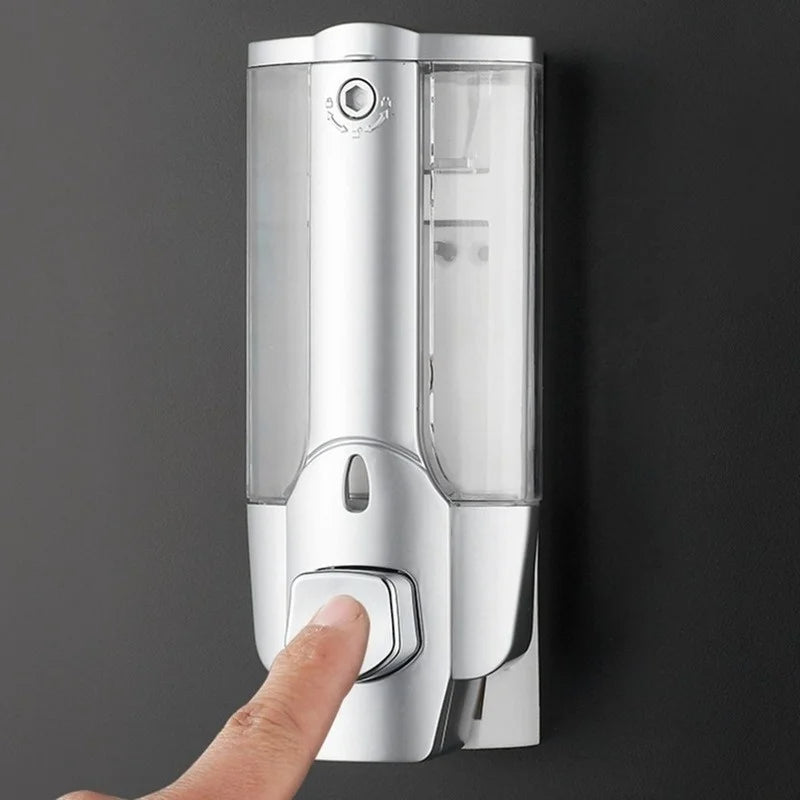 Modern Soap Dispenser Wall Mounted 350mL for Bathroom (Silver)