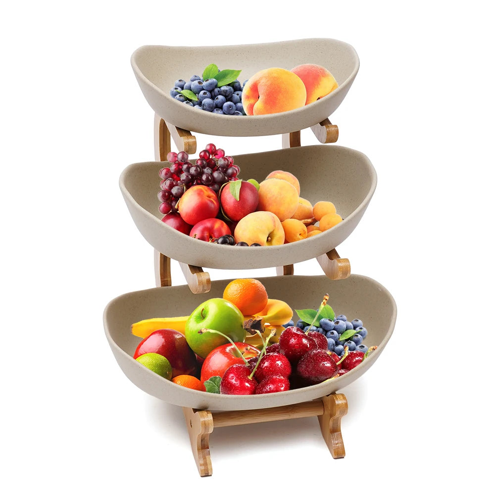 3-Tier Ceramic Fruit Bowl Modern Style Basket