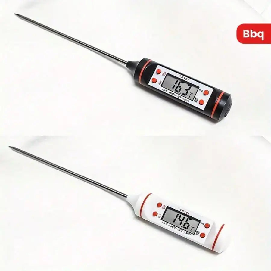 Digital Food Thermometer with Dual Display Ultra-Fast Stainless Steel Probe for Grilling BBQ (Black)