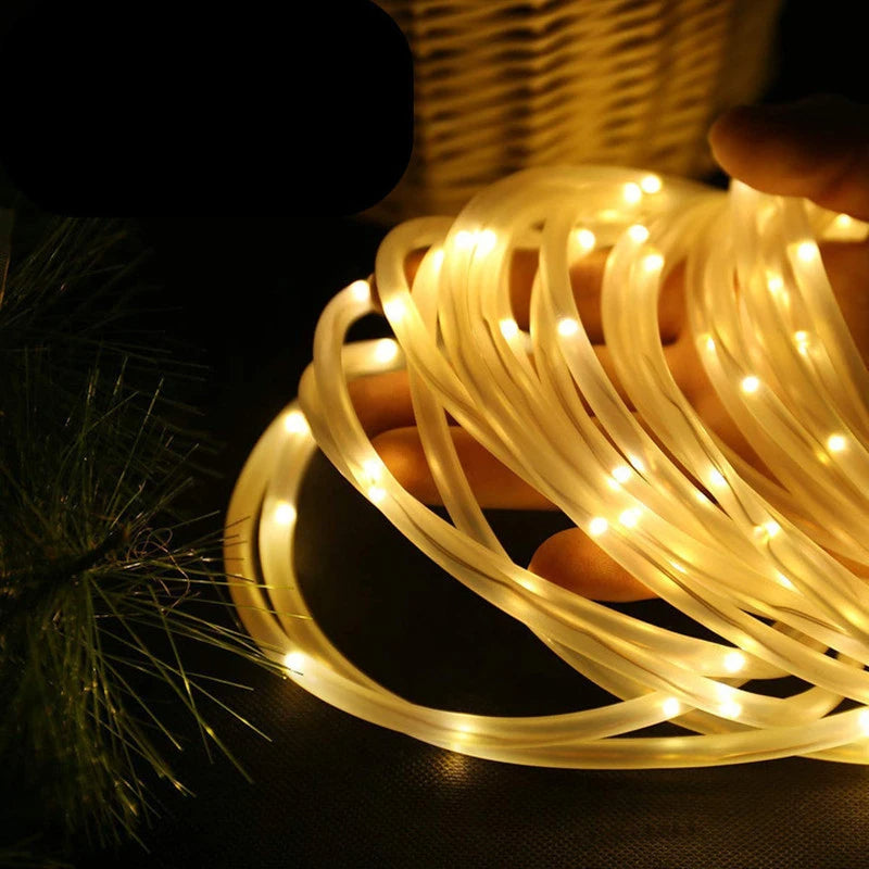 Solar Rope Lights for Path Deck Outdoor Garden (Warm White)