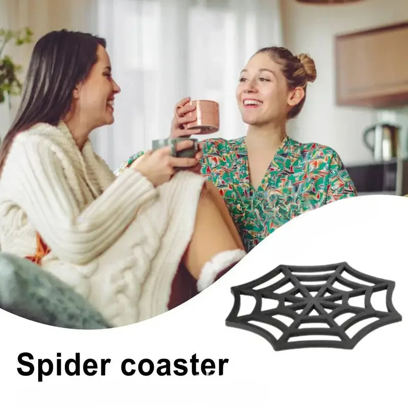 Spooky Spider Web Coasters 6-Piece Halloween Table Decor Set