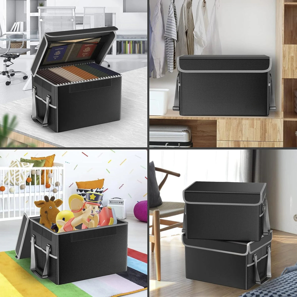 Collapsible File Organizer for Legal Letter Folders (Black)