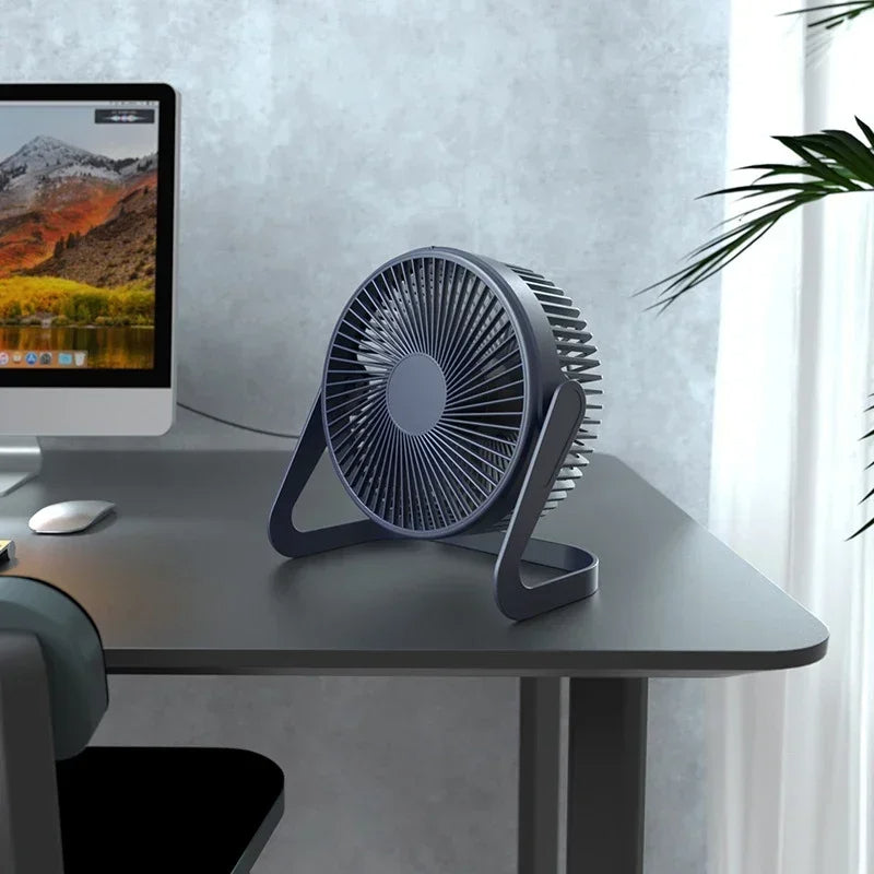 USB Desktop Fan Portable Fan 5 Inches Small Desk Cooling Power (Black)