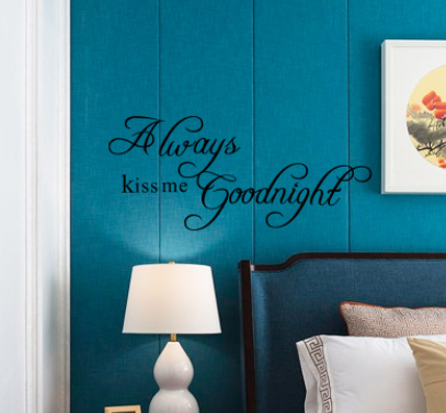 Always Kiss Me Goodnight Wall Sticker Decal Bedroom Decor