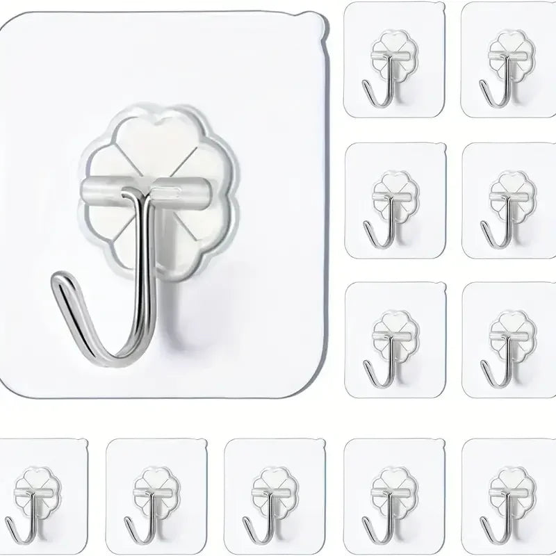 Self-Adhesive Heavy Duty Transparent Wall Hooks 20PCS