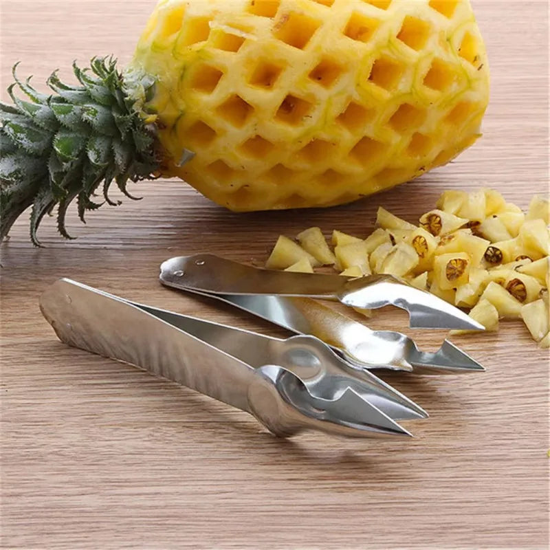 Stainless Steel Strawberry Peeler, Pineapple Corer &amp; Slicer – Multifunctional Fruit Prep Kitchen Tool with Clips