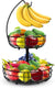 Kitchen Fruit Basket 2-Tier Countertop Storage with Banana Hook (Black)