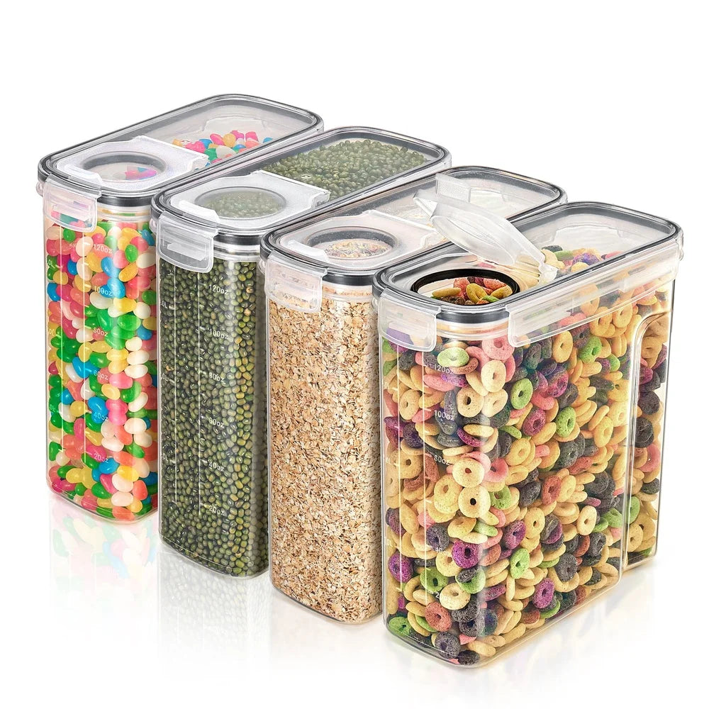 Clear Plastic Cereal Dispenser for Kitchen Pantry Organization