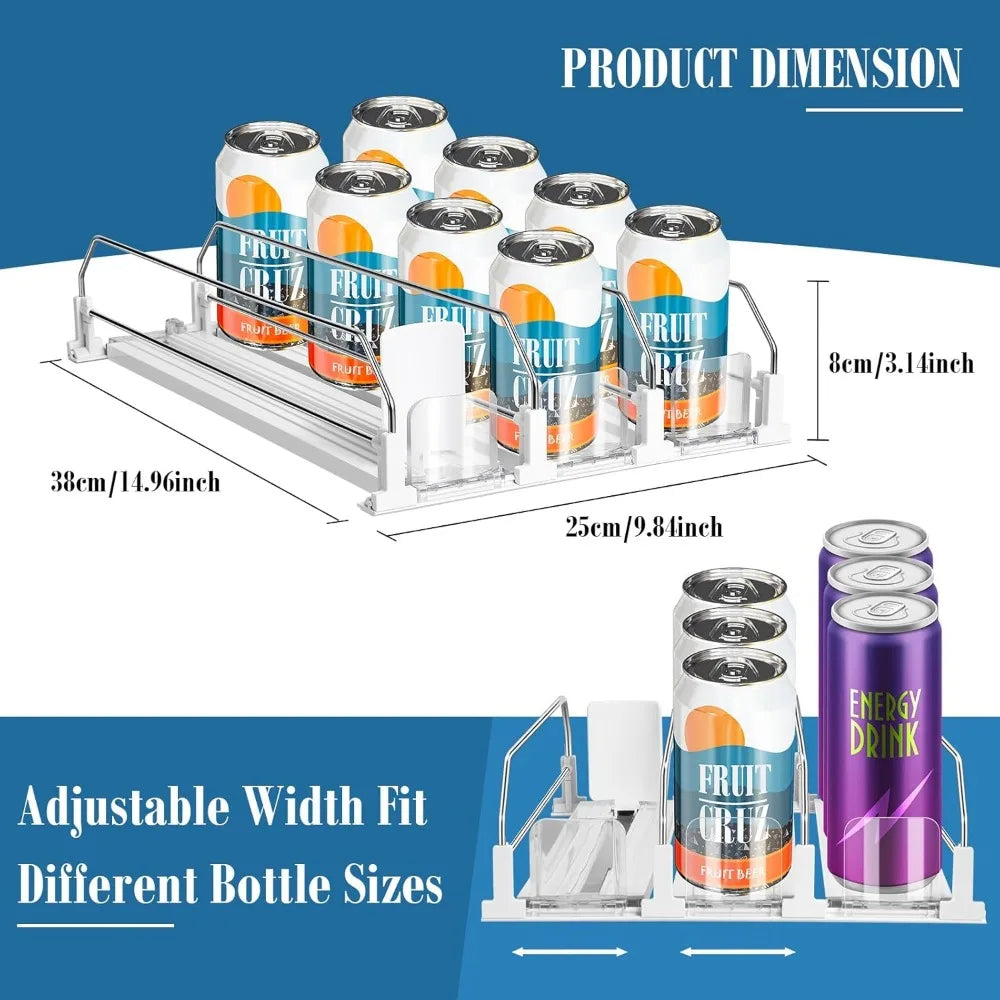 Adjustable Soda Can Dispenser 3-Row Beer Bottle Drink Organizer