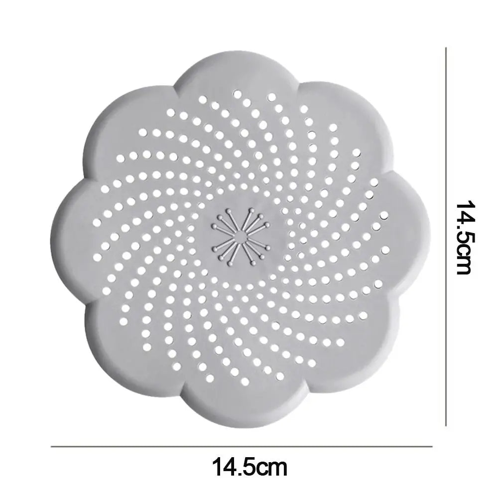 Flower Shape Silicone Floor Drain Cover Mesh Sink Strainer (Gray)