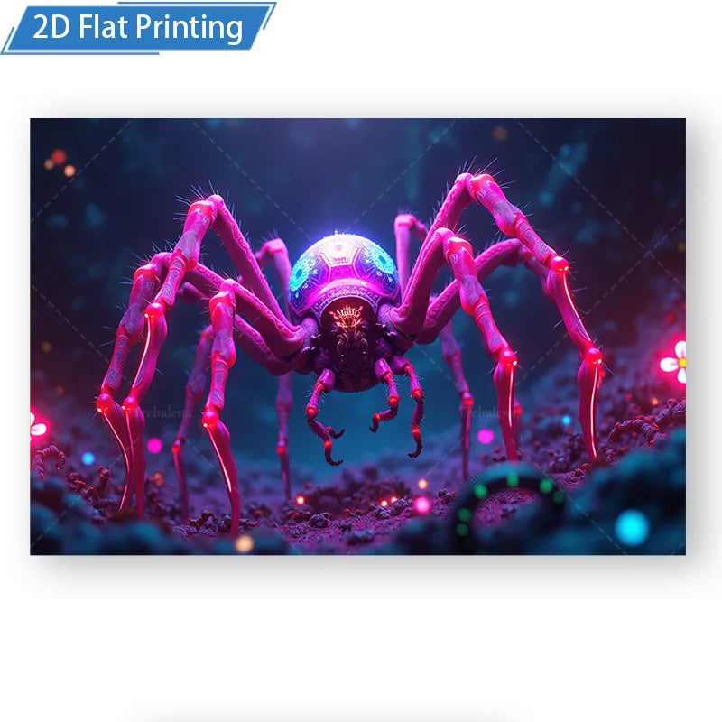 Glowing Purple Spider Wall Tapestry for Halloween Decoration