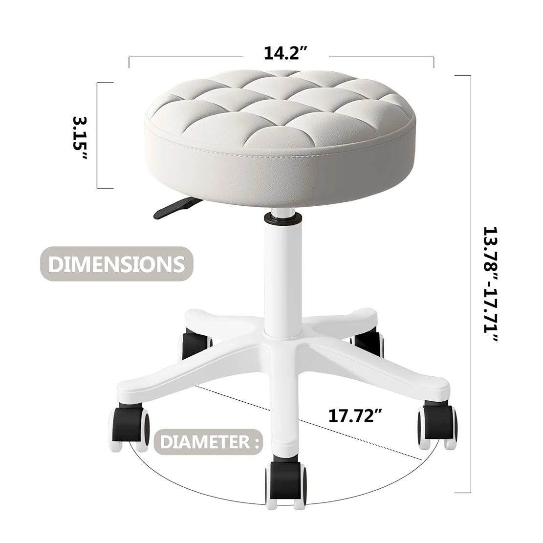 Adjustable Rolling Swivel Stool for Home & Office (Gray)