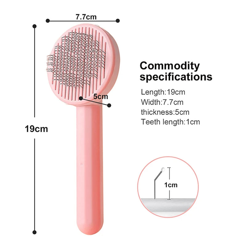 Pet Grooming Brush Cat Brush for Hair Removal (Pink)