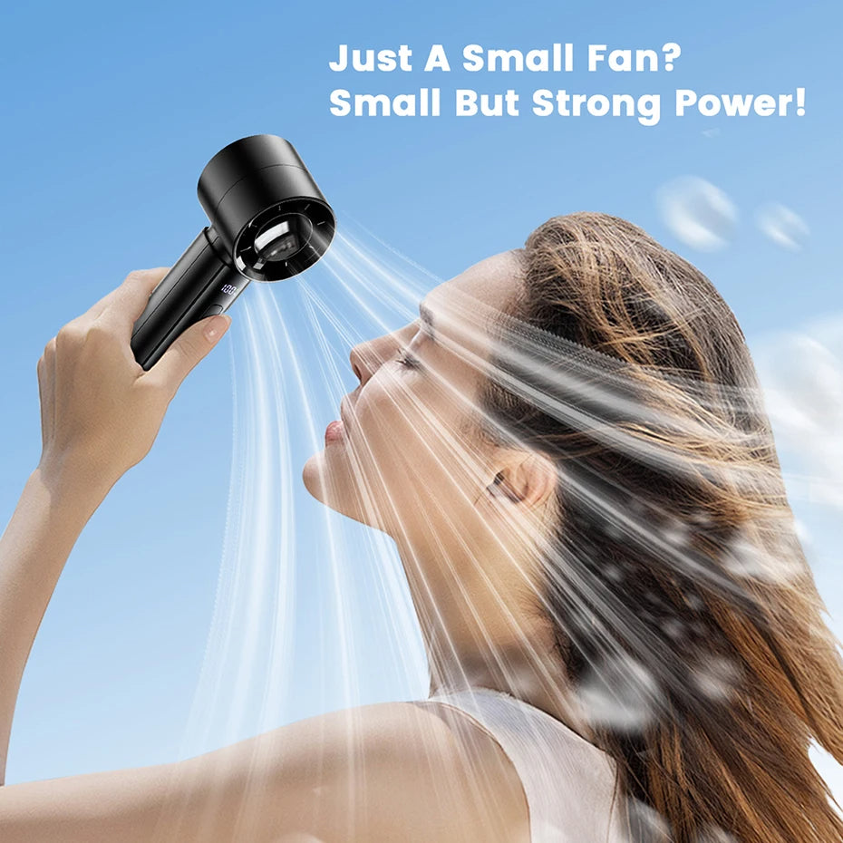 Portable Handheld Fan with 3000mAh Battery Digital Display (Black)