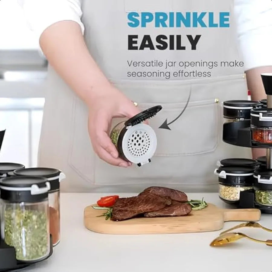 Countertop Revolving Seasoning Organizer Spinning Spice Rack for Kitchen
