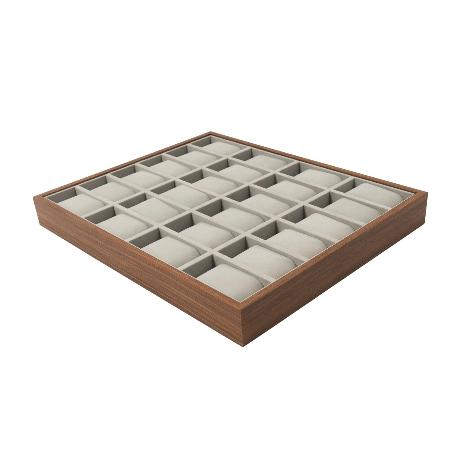 Luxury Watch Organizer 24-Compartment Walnut Finish