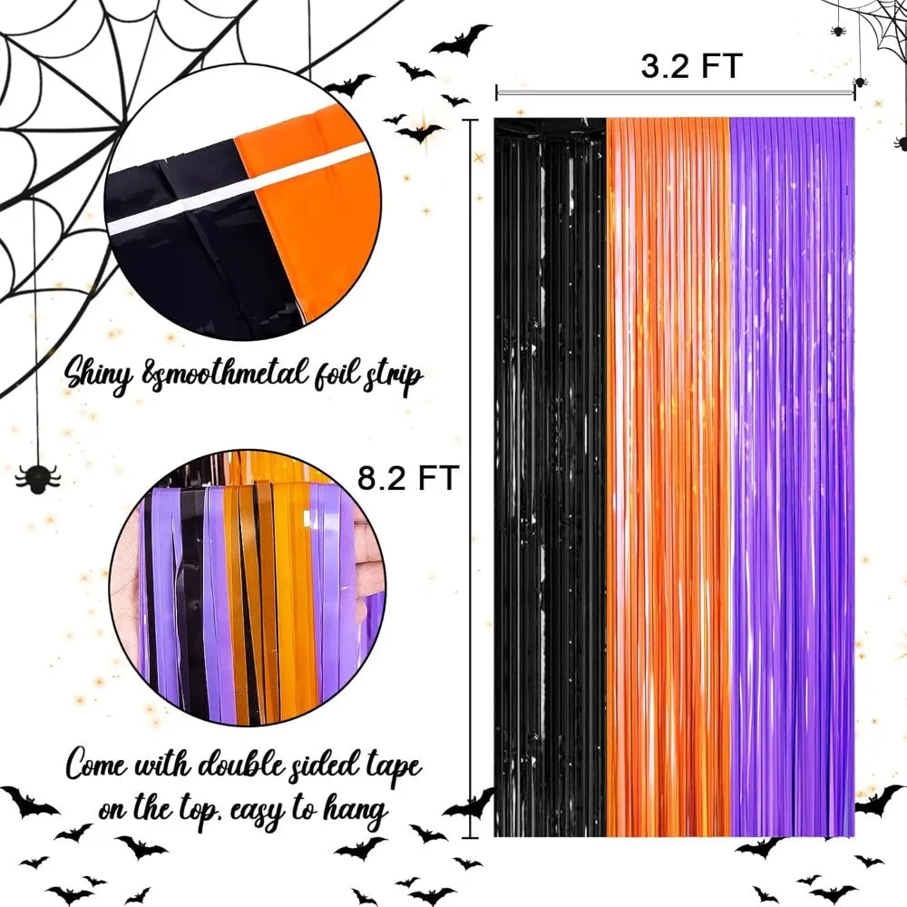 2-Pack Metallic Tinsel Foil Fringe Curtains