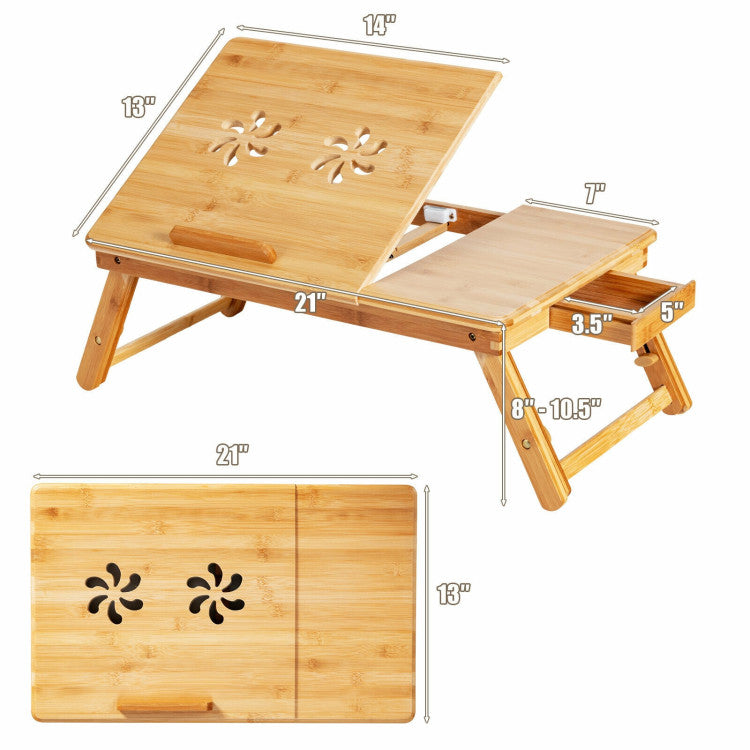 Portable Adjustable Bamboo Lap Desk for Bed and Sofa (Natural)