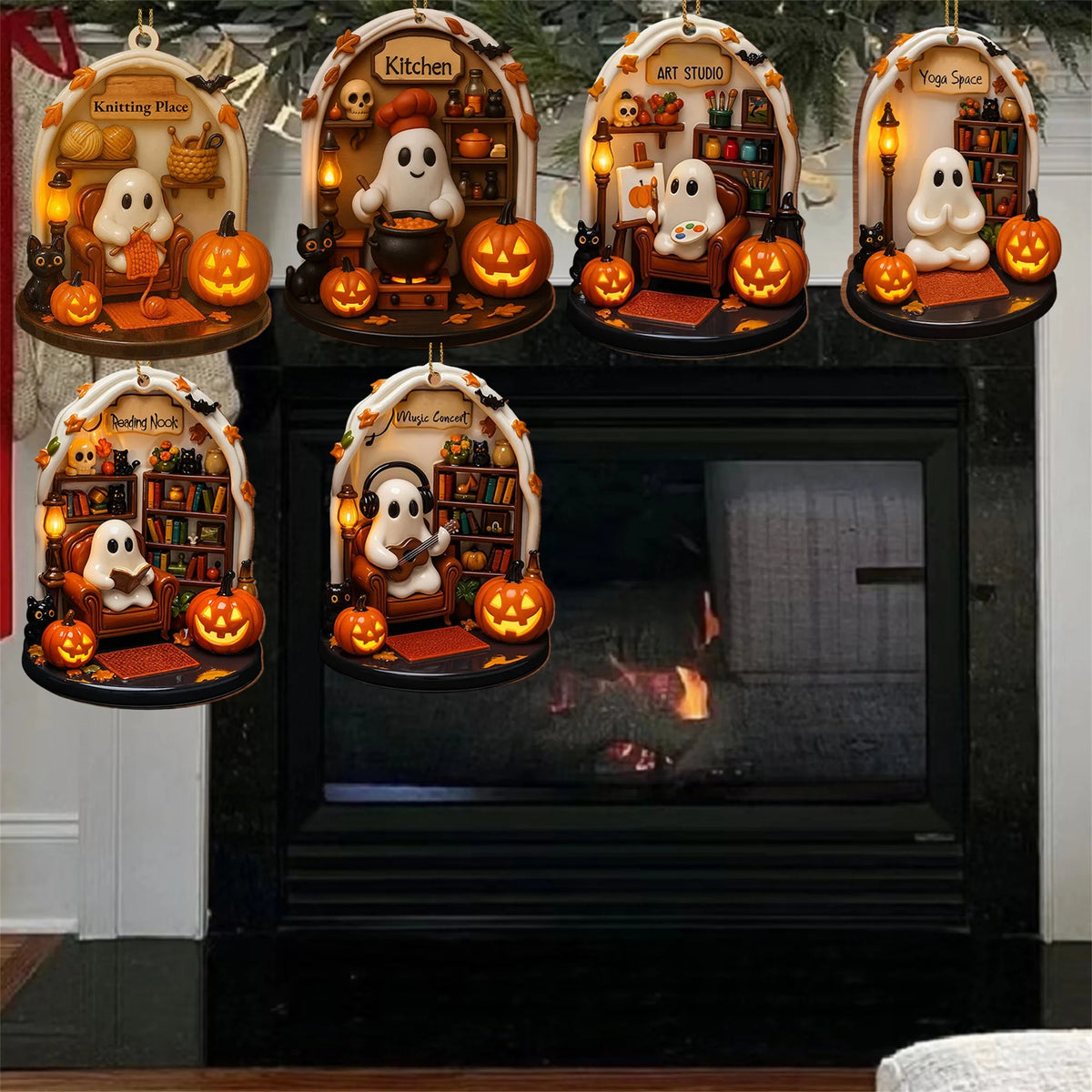 Spooky Halloween Ghosts Ornaments (6-Piece Set)
