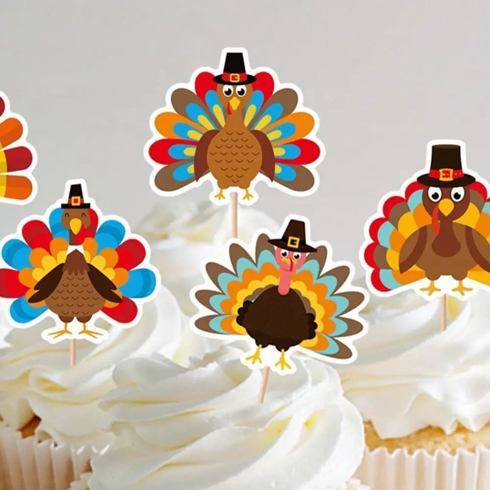 50 Pack DIY Turkey Cupcake Toppers for Home Decor