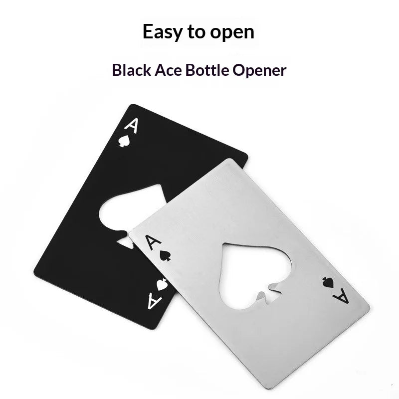 Stainless Steel Ace of Spades Bottle Opener, Poker Card Style Beer Bottle Opener, Creative Metal Bottle Cap Opener for Home, Bar &amp; Kitchen (Silver)