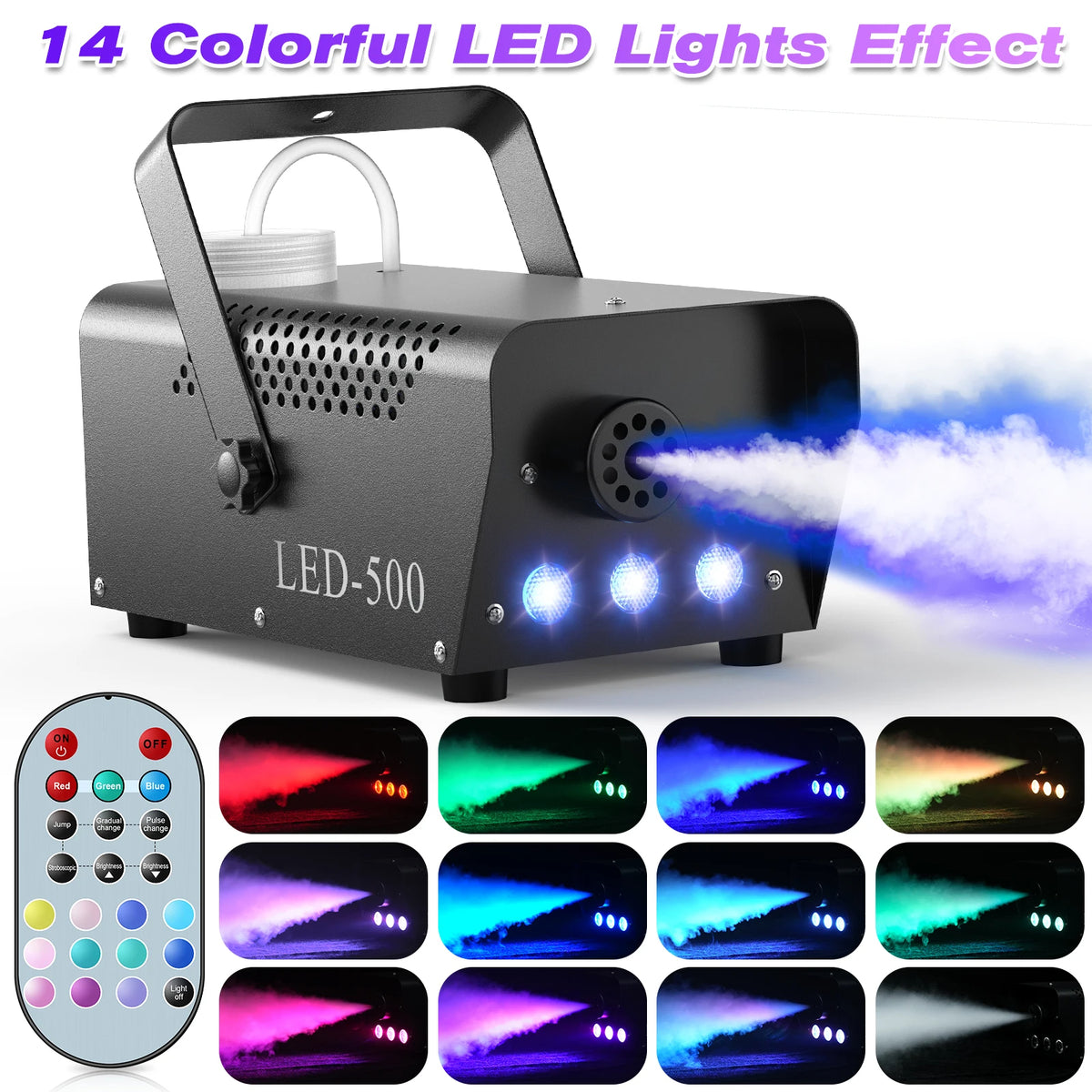 Smoke Machine 500W RGB 3 LED Stage Fog Machine (US Plug)