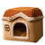 Foldable Cat House with Pet Pad 7 Inch Pet House for Small Dogs and Kittens (Brown)