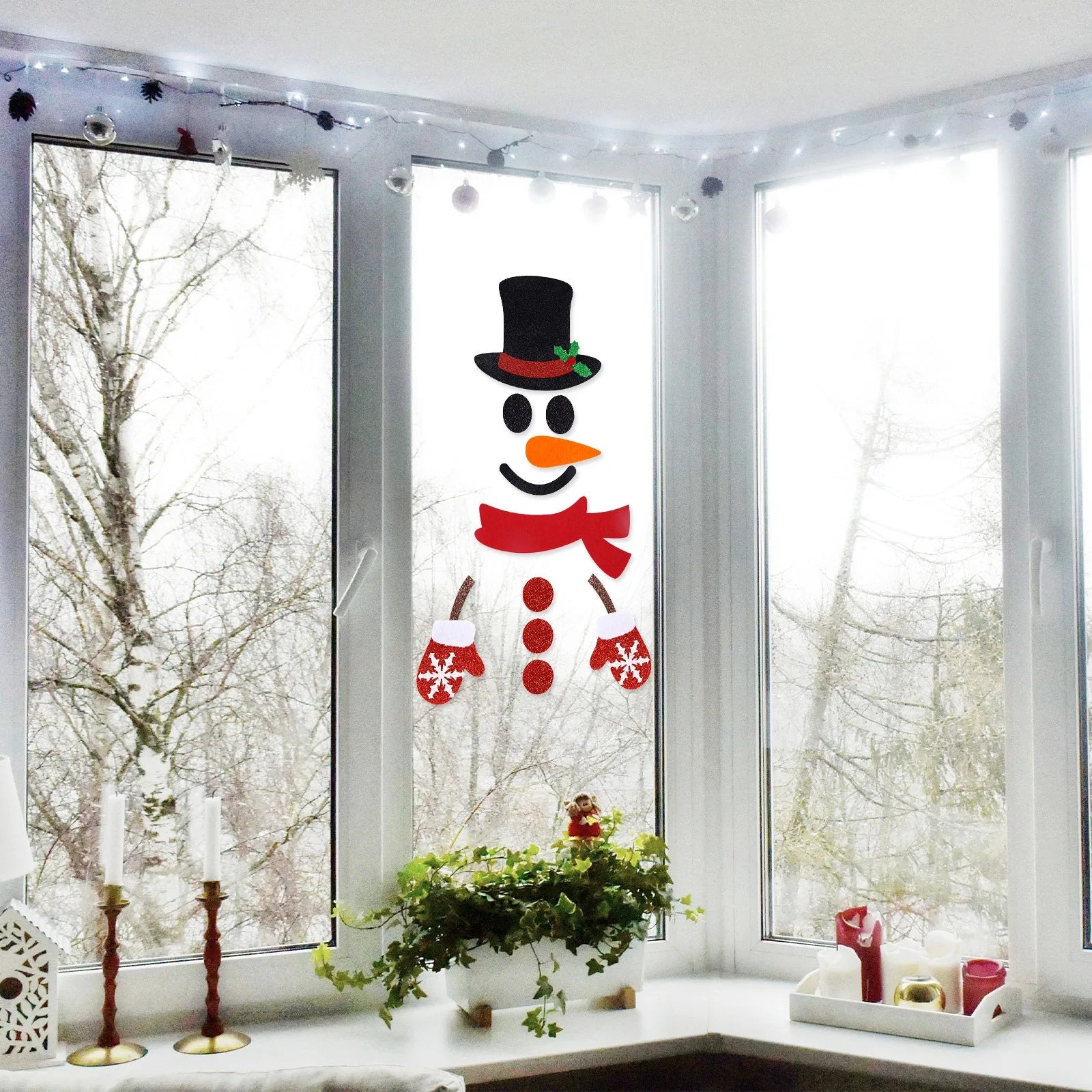 Christmas Snowman Window Stickers for Home Decor