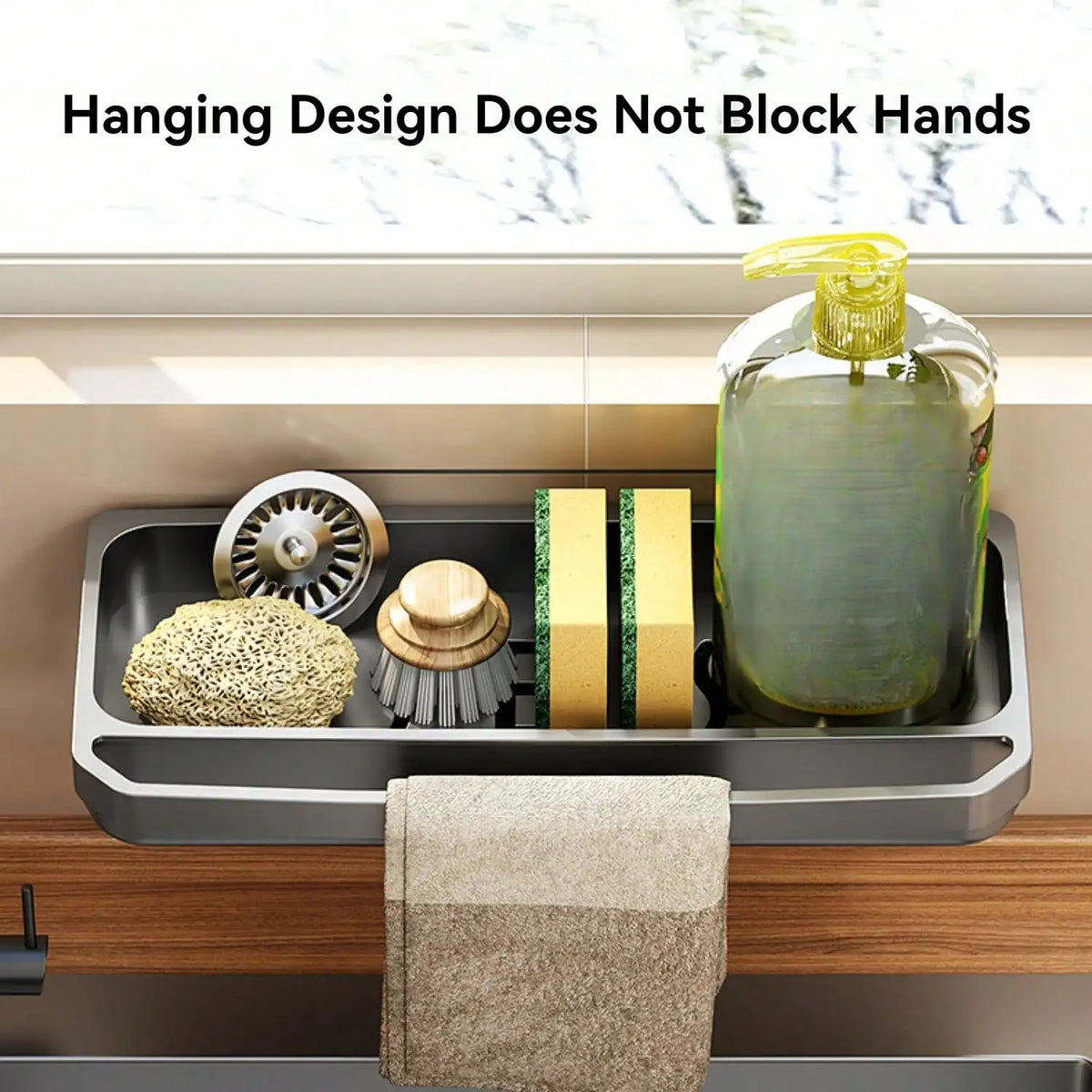 Adhesive Kitchen Sink Organizer Caddy Wall Mount Dish Sponge Holder for Kitchen Sink
