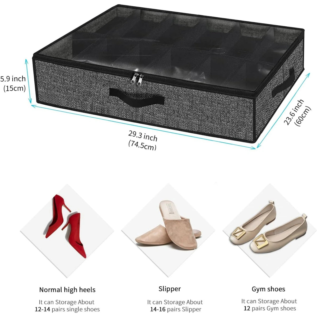 Underbed Shoe Container Solution 4 Pack Closet Organizer