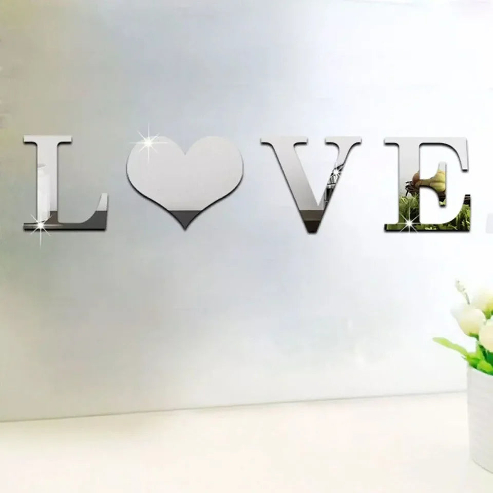 Love Furniture Mirror Tiles Home Wall Sticker Self-Adhesive Art Decor