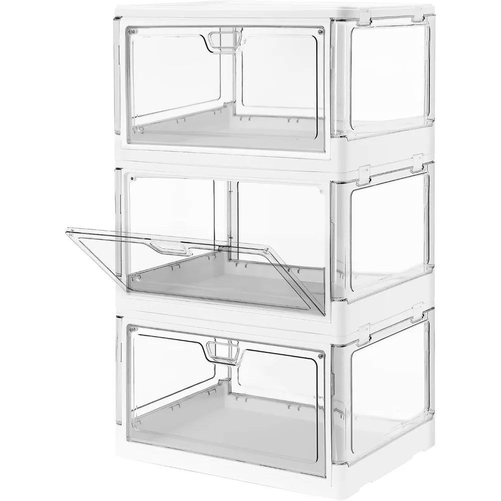 Clear Stackable Storage Bins for Closet Crafts 3-Pack