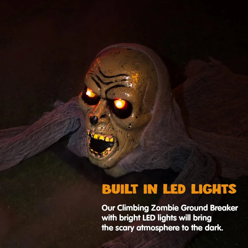 Halloween Groundbreaker Zombie Decoration with Sound and Flashing Eyes – Indoor &amp; Outdoor Yard Prop