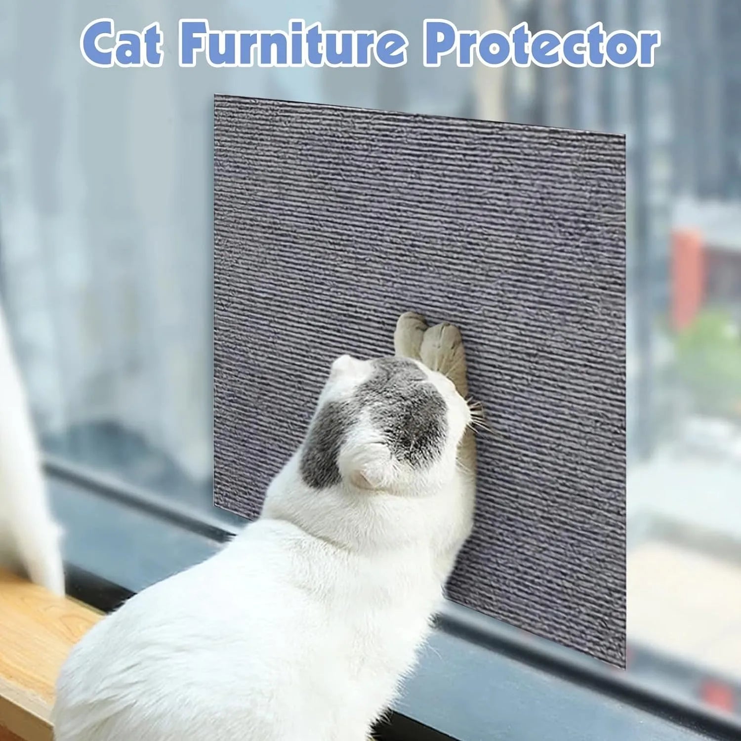 Cat Scratching Mat with Self-Adhesive Backing Furniture Protector (Light Gray)