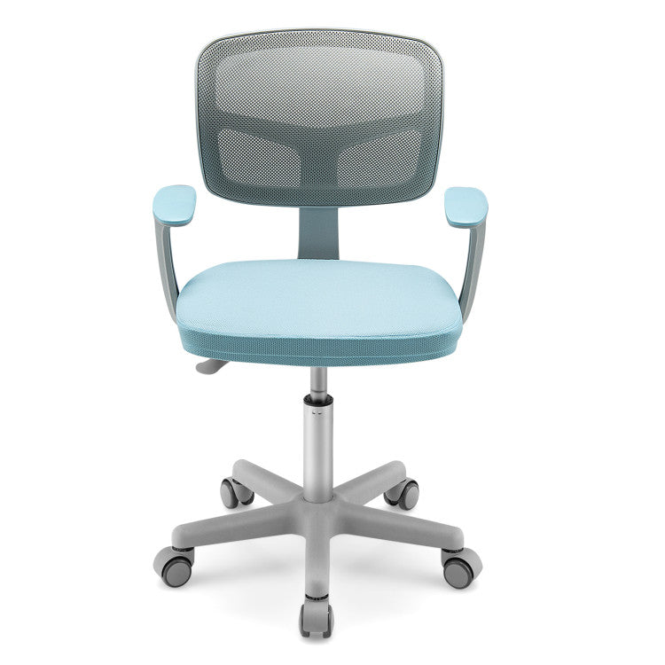 Adjustable Desk Chair with Auto Brake Casters, Blue