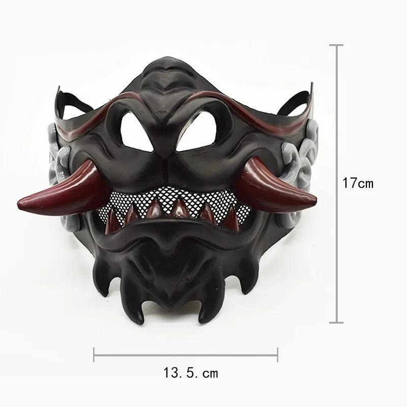 Halloween Half Face Mask Japanese Oni Demon Mask