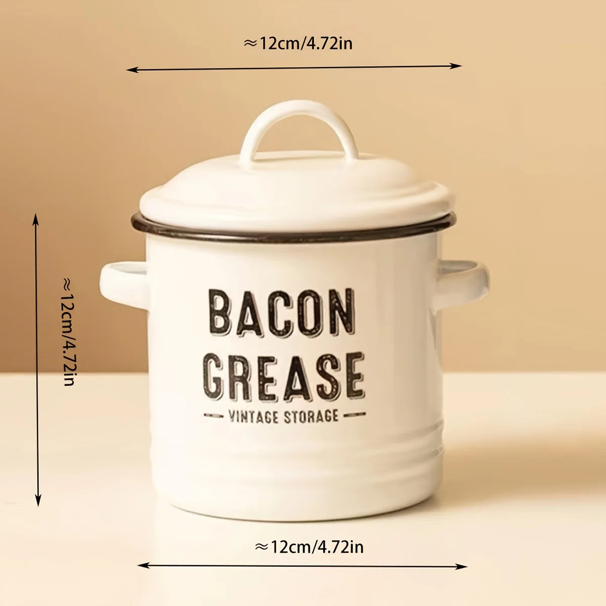 Enamel Oil Pot with Lid – Rust-Resistant Kitchen Grease Container (Red)