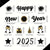 Happy New Year 2025 Banner Glitter Alphabet With Fireworks Banner (Black)