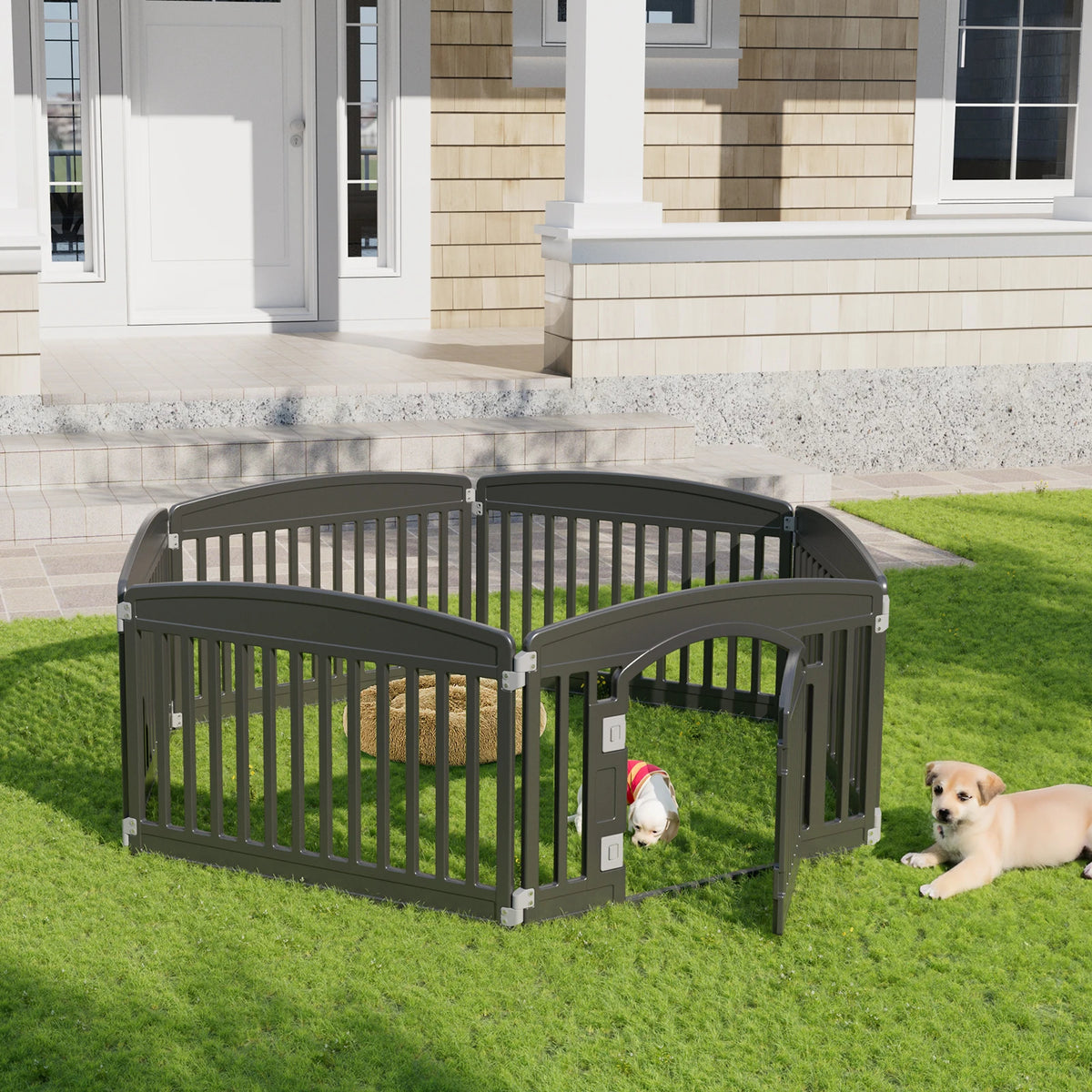 Plastic Dog Playpen, 6-Panel 24-Inch Expandable Durable Pet Fence (Black)