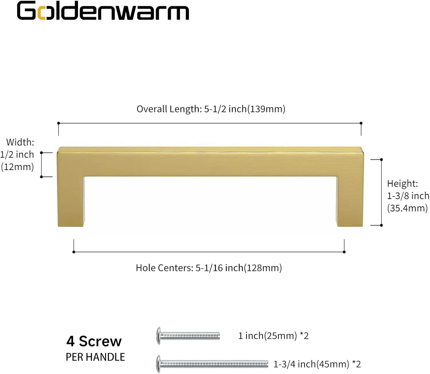 Modern Gold Kitchen Cabinet Hardware 5 Inch Brass Drawer Pulls (25 Pack)