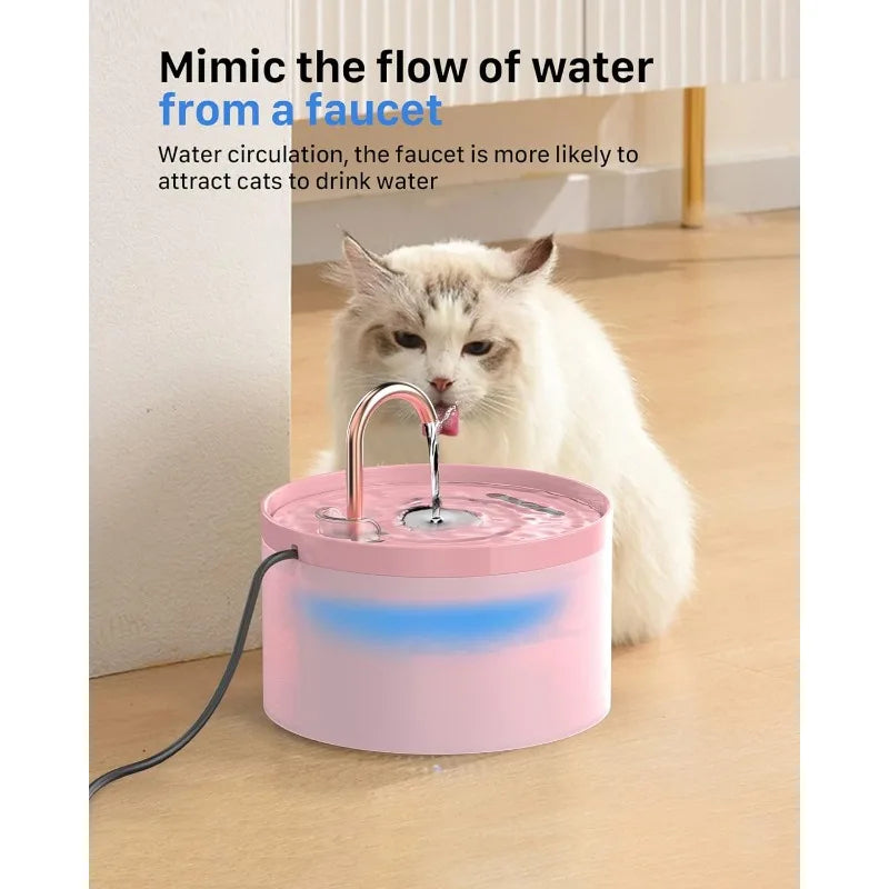 Cat Drinking Fountain 2L Auto Pet Waterer for Indoors (Black)