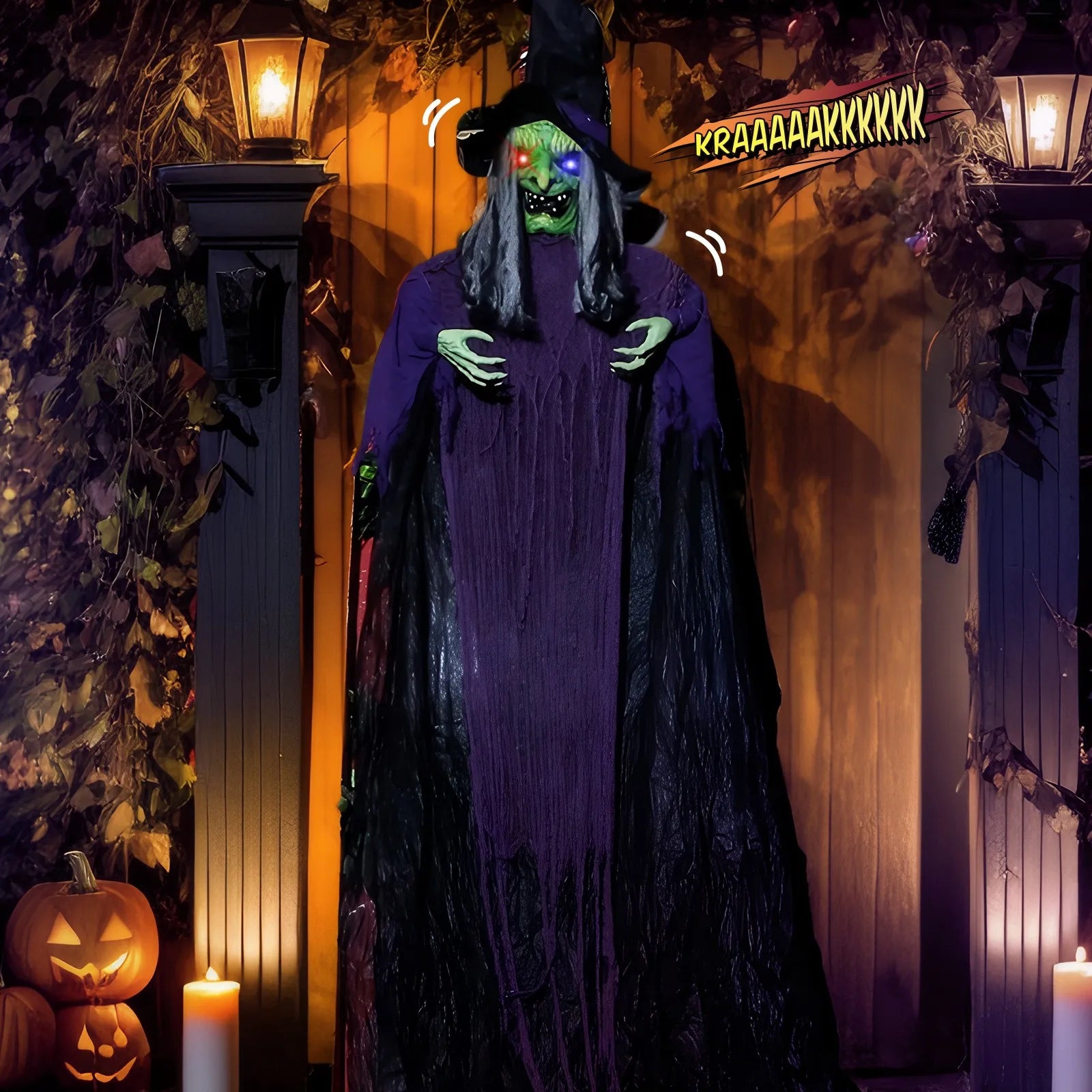 12ft Animated Voice-Activated Halloween Witch