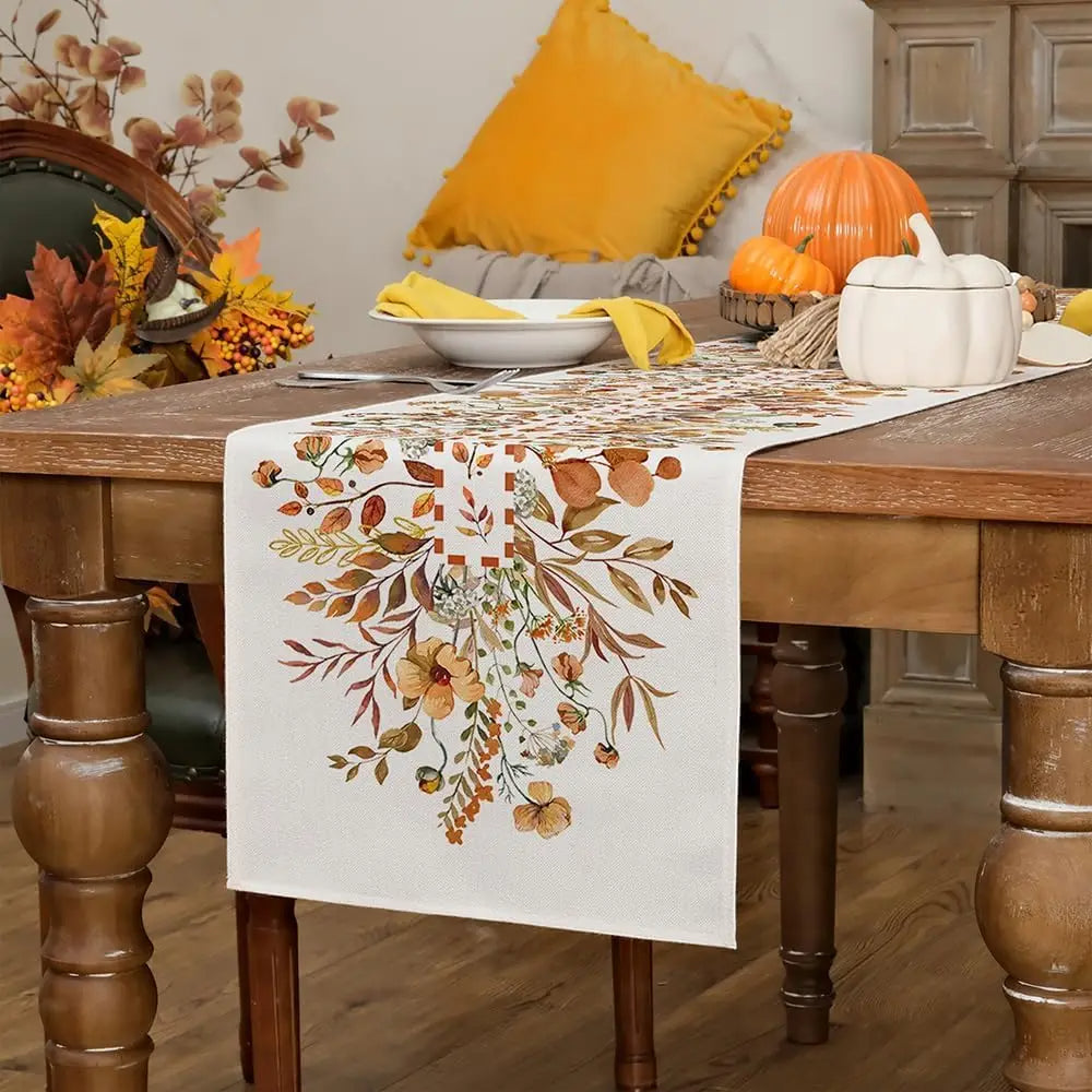 Linen Fall Table Runner for Thanksgiving Table Decor