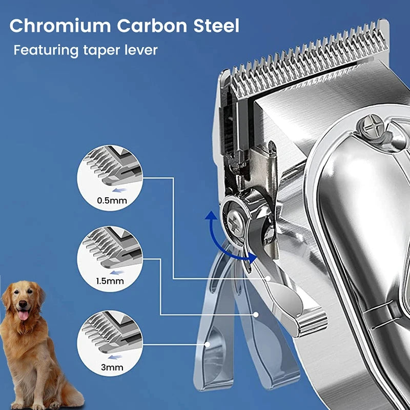 Professional Dog Hair Clipper All Metal Rechargeable Pet Trimmer