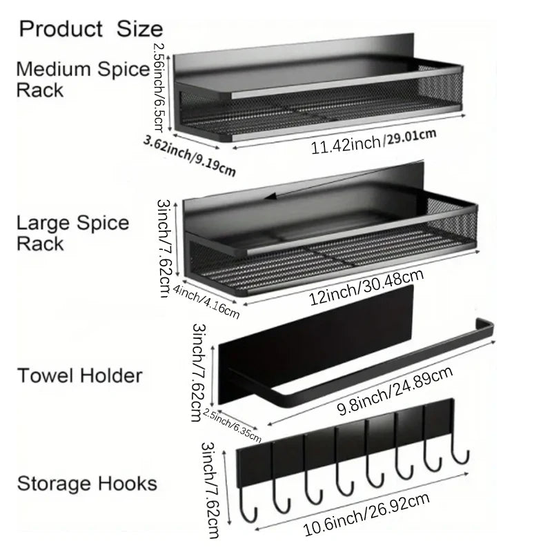 Refrigerator Magnetic Spice Rack (4-Piece Set)