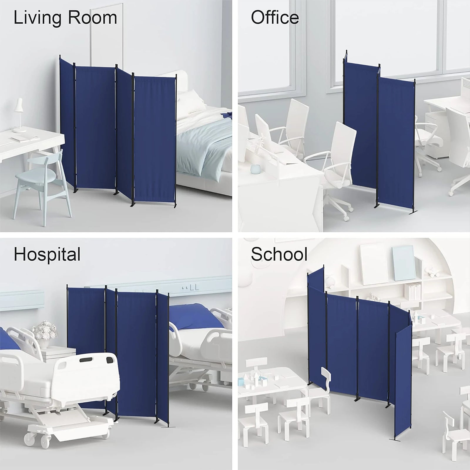 4-Panel Folding Room Divider, Portable Freestanding Privacy Screen Room Partition for Bedroom
